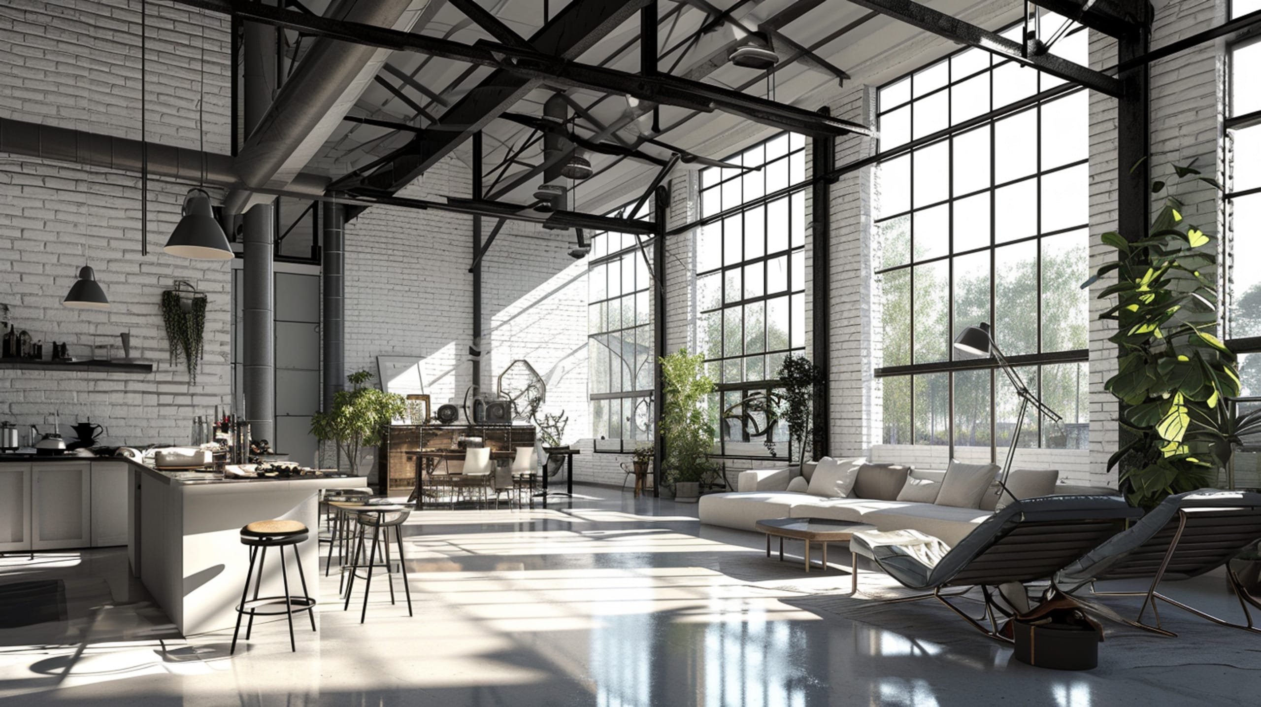 Industrial Interior Design Where Raw Materials Meet Modern Minimalism — and AI Innovation